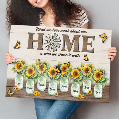 Customizable Family Canvas: "Our Home Is Who We Share It With" Wall Art