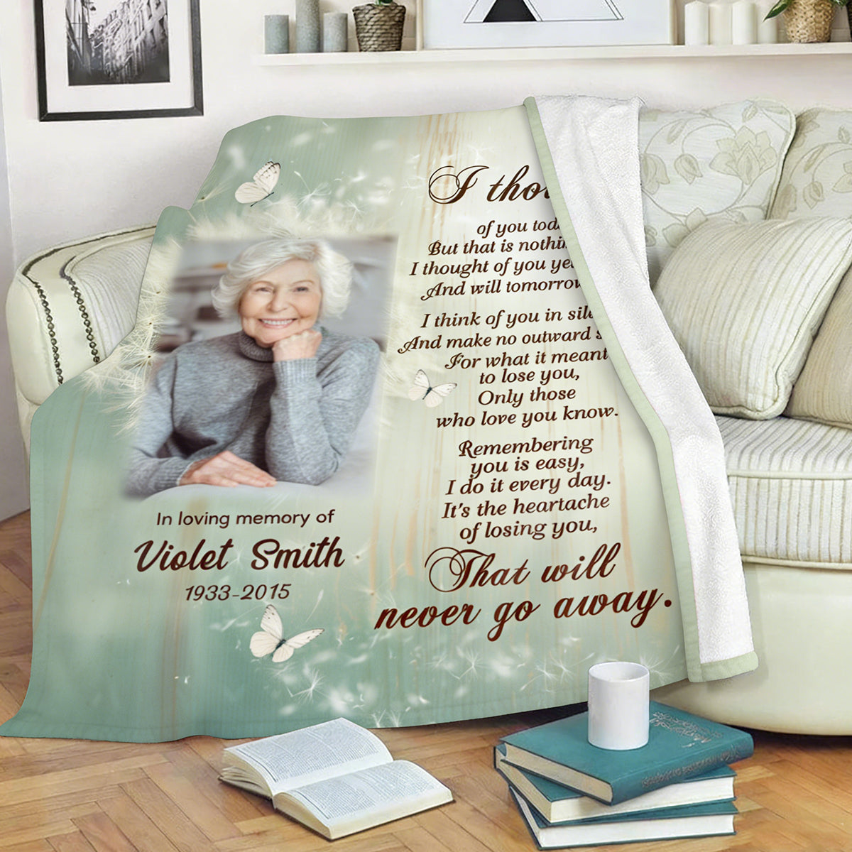 I Thought of You Today - Personalized Photo Memorial Blanket