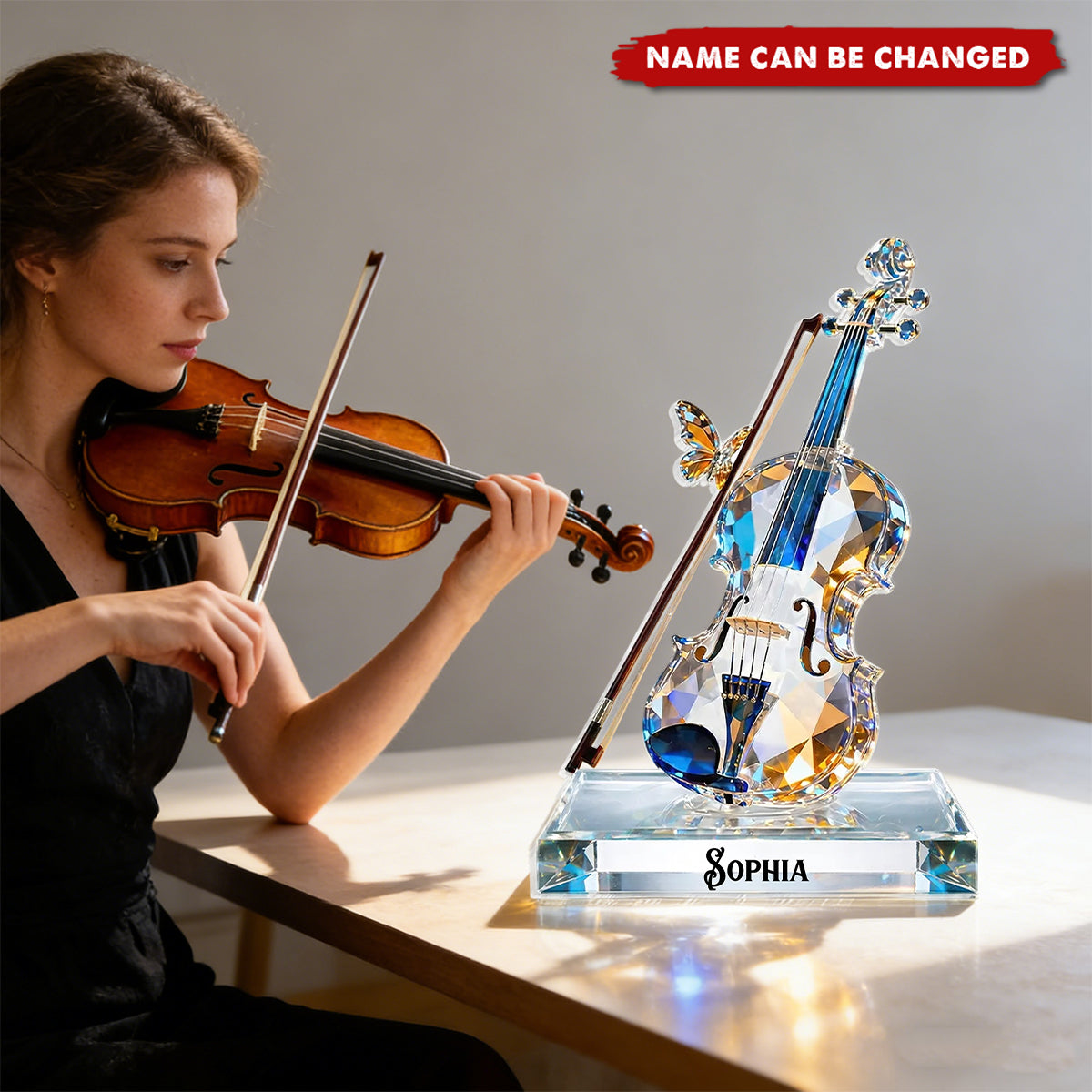 Violin Music Crystal Effect Acrylic Plaque - Personalized Gift for Violinist