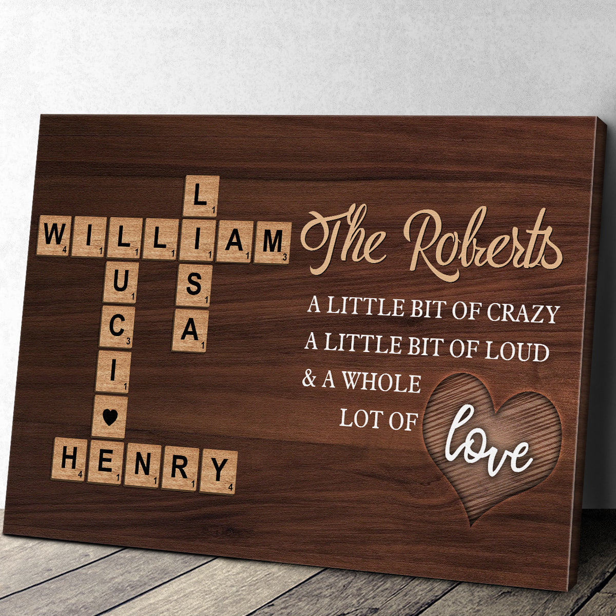 Our Family, A Whole Lot Of Love - Personalized Customized Crossword Canvas / Poster