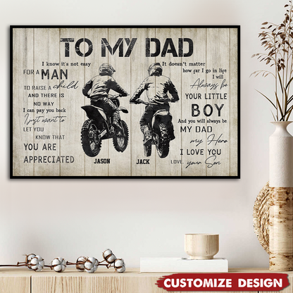 Personalized Motocross Dad Son Poster / Canvas - Custom Birthday & Father’s Day Gift