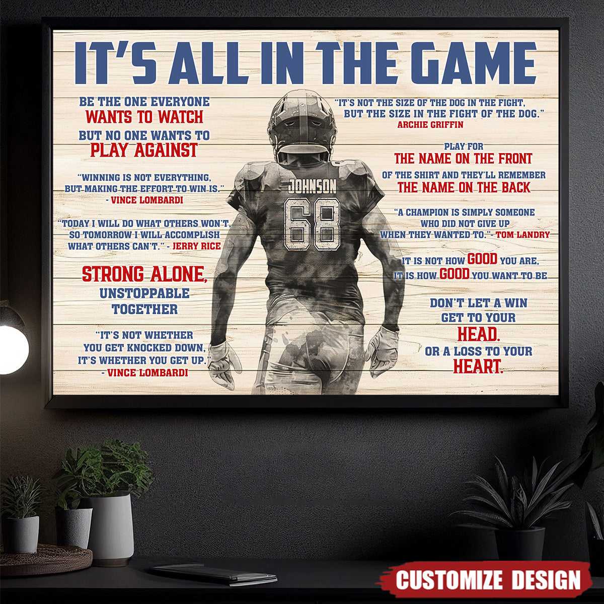 “It’s All In The Game” Personalized American Football Poster / Canvas - Gift For American Football Lovers