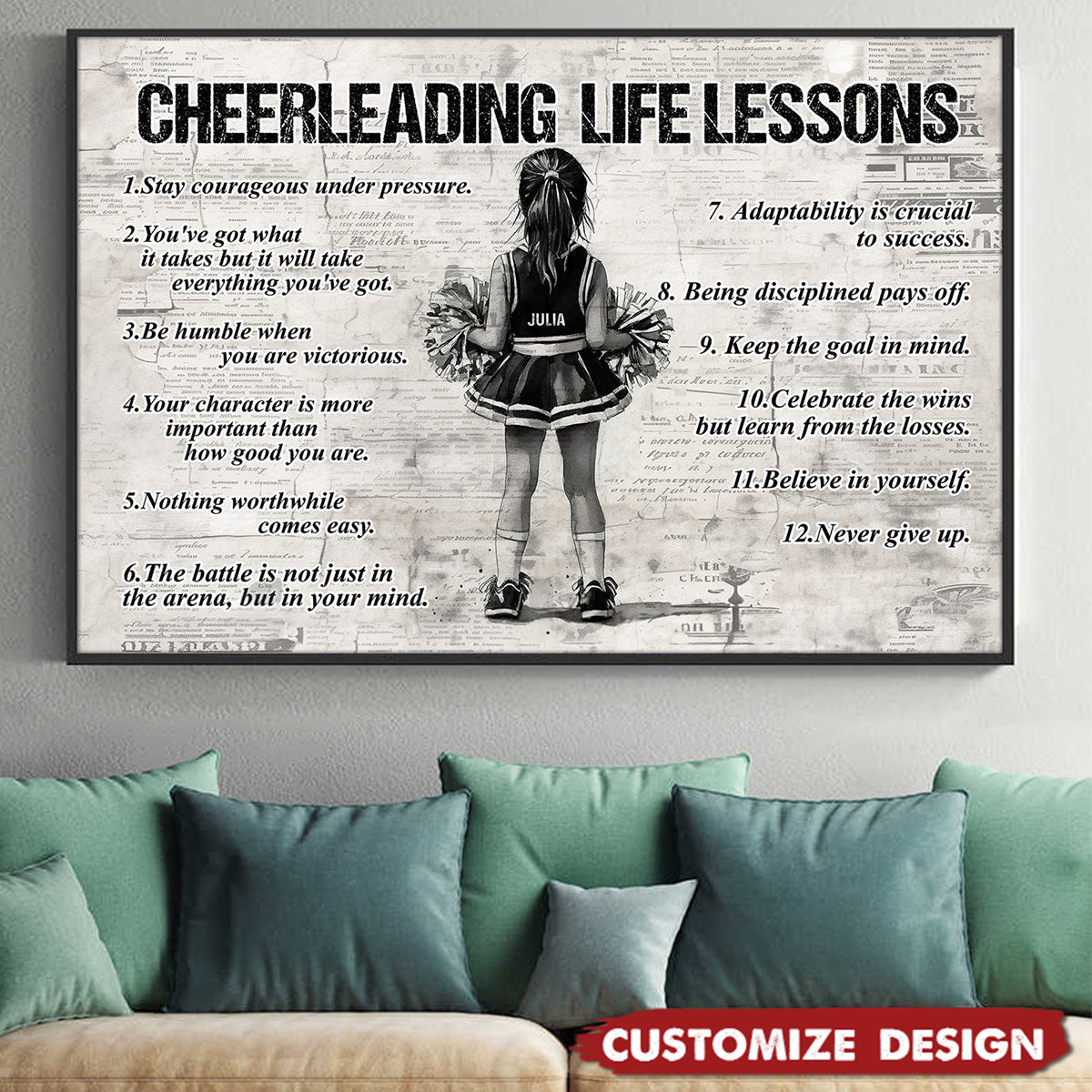 Personalized Cheerleader Poster / Canvas - Gift for Kids & Cheerleading Lovers