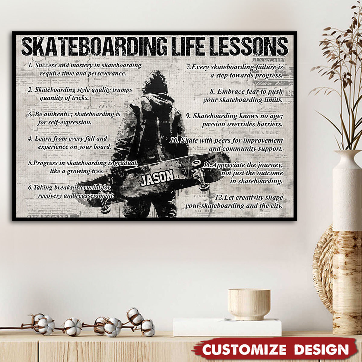 Personalized Skateboarding Life Lessons Poster / Canvas - Gift For Skateboarding Lovers