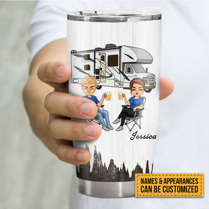 Husband And Wife Camping Partners For Life - Camping Gifts - Personalized Custom Tumbler