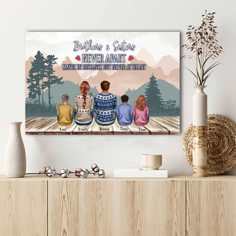 Family Maybe In Distance But Never At Heart - Family Canvas - Family Gift Personalized Custom Canvas