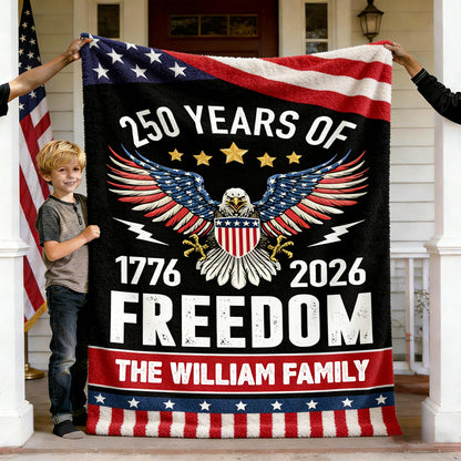 Personalized America 250th Anniversary Blanket - “250 Years of Freedom” Gift for Family