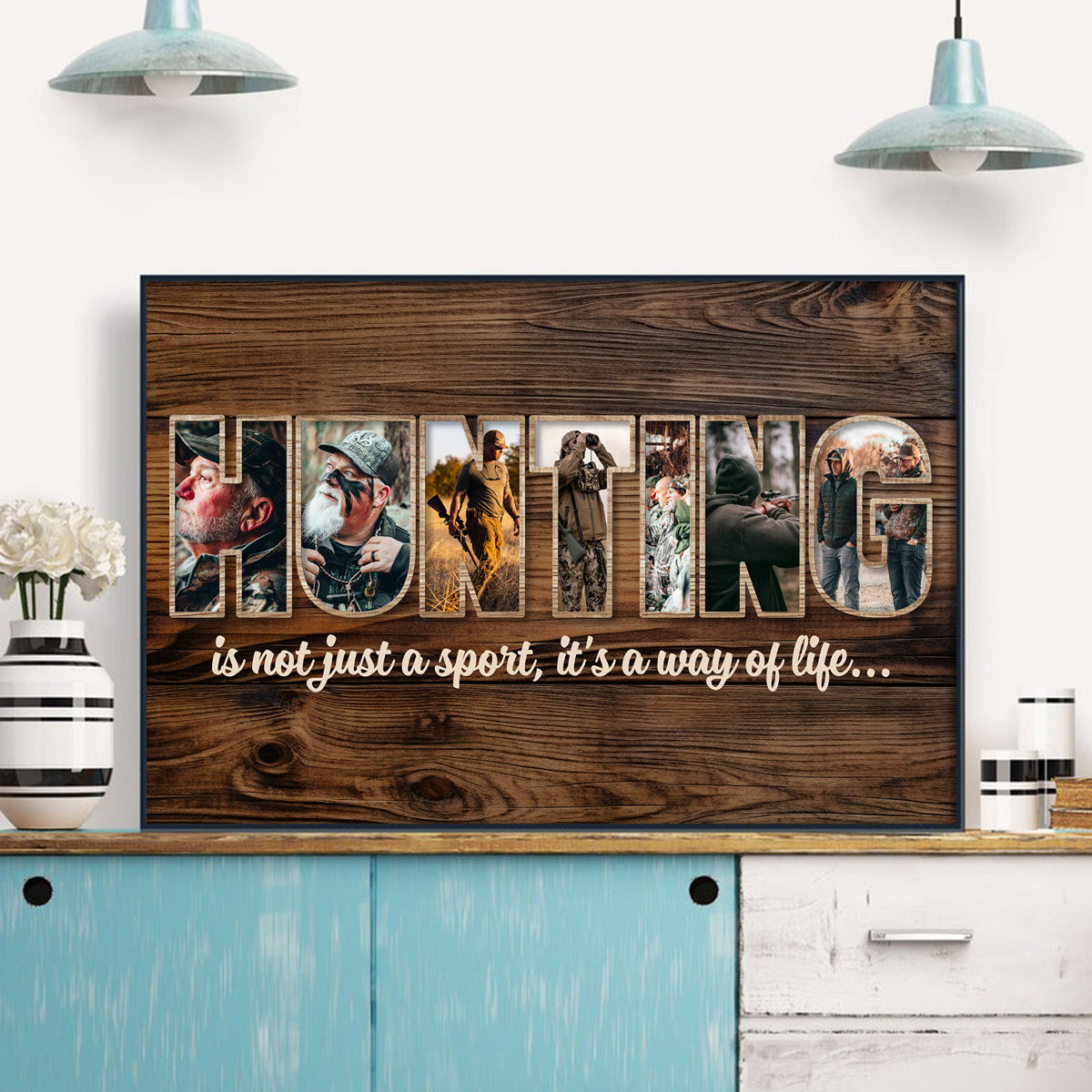 Personalized Deer Hunting Photo Collage Canvas / Poster - Customized Gift For Husband And Dad