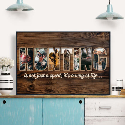 Personalized Deer Hunting Photo Collage Canvas / Poster - Customized Gift For Husband And Dad