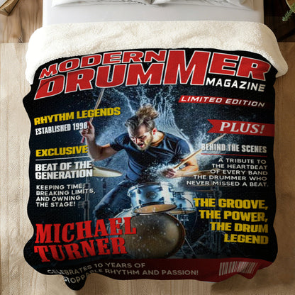Personalized Drummer Magazine Cover Blanket - Custom Music Gift for Band Members