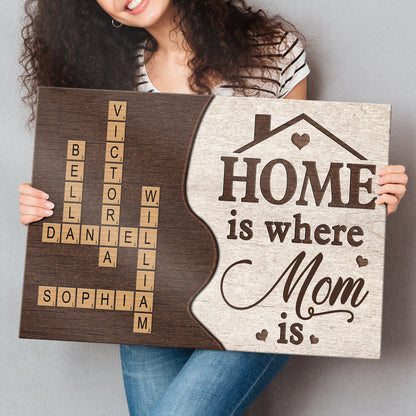 Home Is Where Grandma Is - Personalized Custom Family Crossword Canvas / Poster