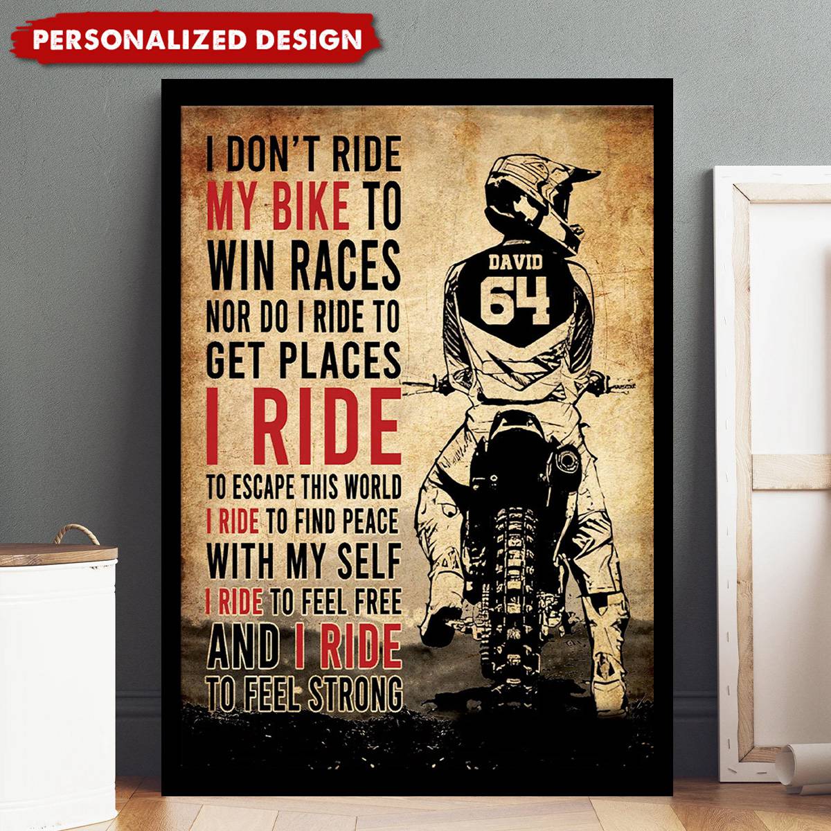 Personalized Motocross Name & Number Poster / Canvas - Gift for Motocross Lovers