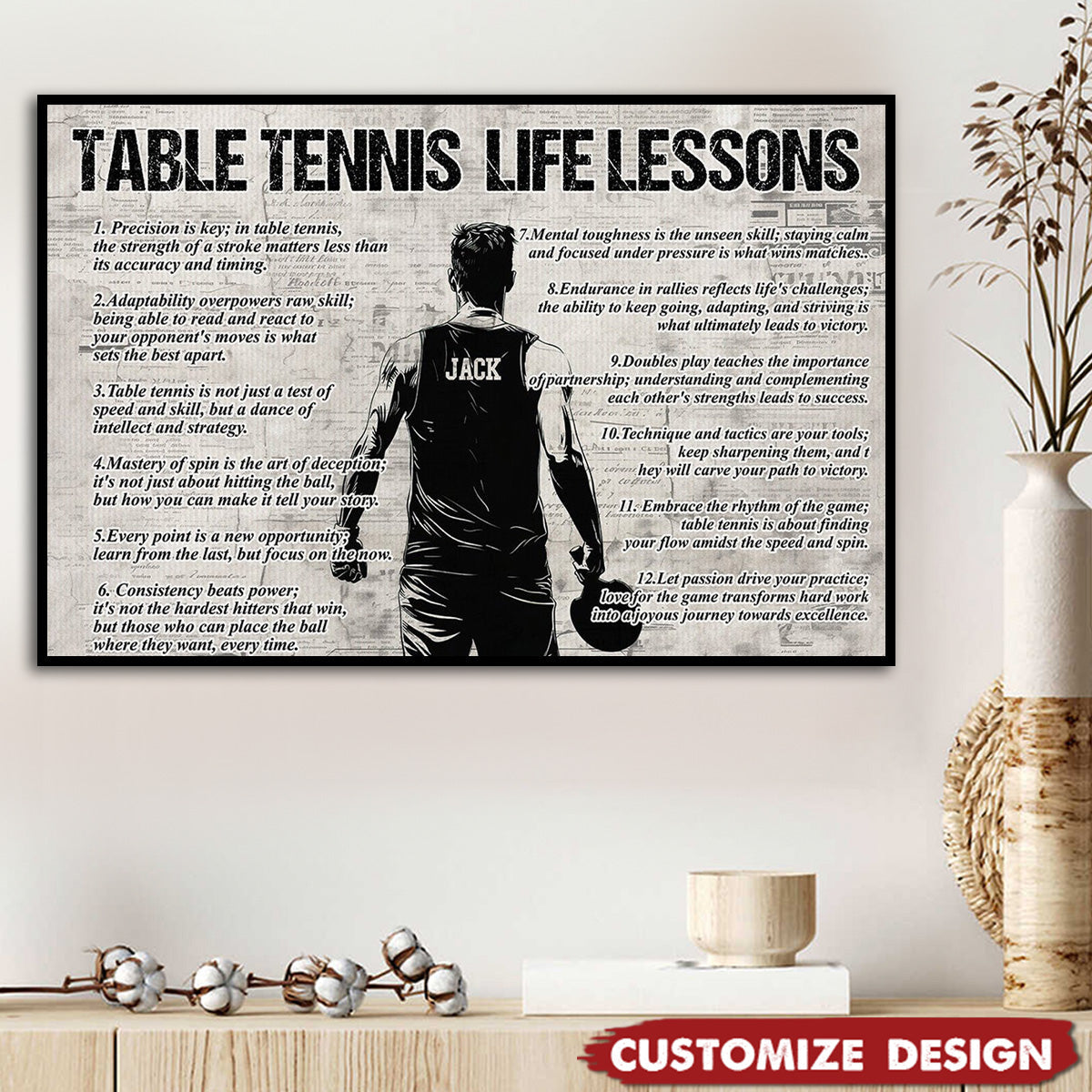 Personalized Table Tennis Life Lessons Poster / Canvas - Gift For Table Tennis Lovers