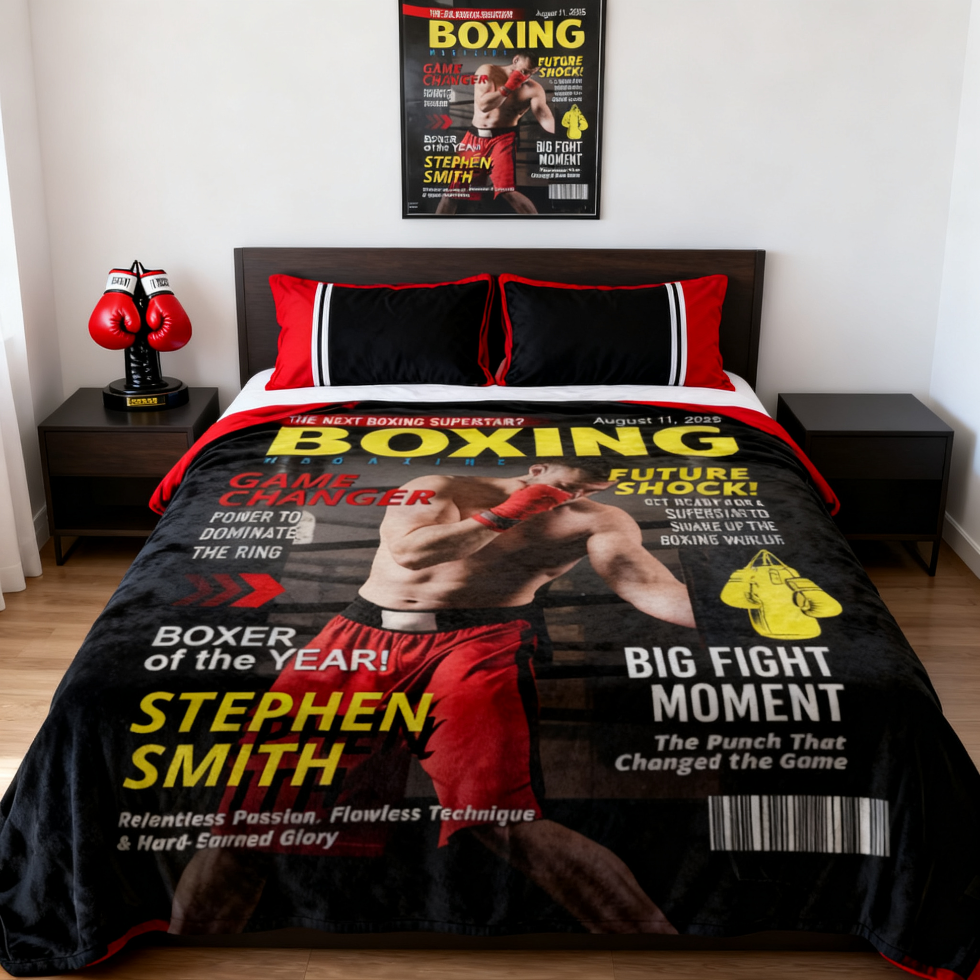 Personalized Boxing Magazine Cover Blanket - Custom Gift for Boxer, Coach & Fans
