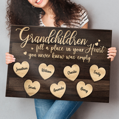Heartfelt Personalized Canvas: "Grandchildren Fill Your Heart" for Grandparents