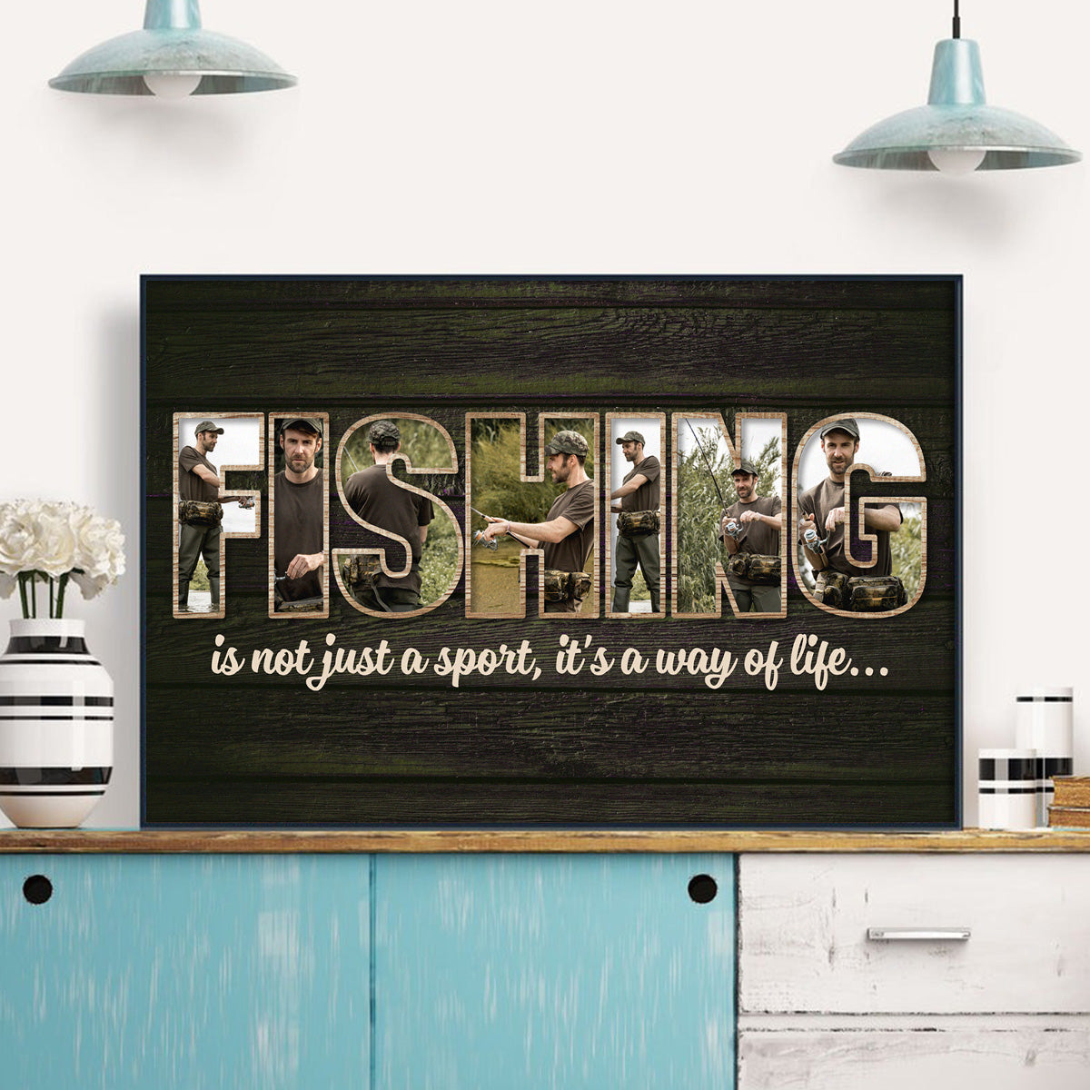 Personalized Custom Fishing Photo Canvas / Poster - Gift For Fishing Lovers