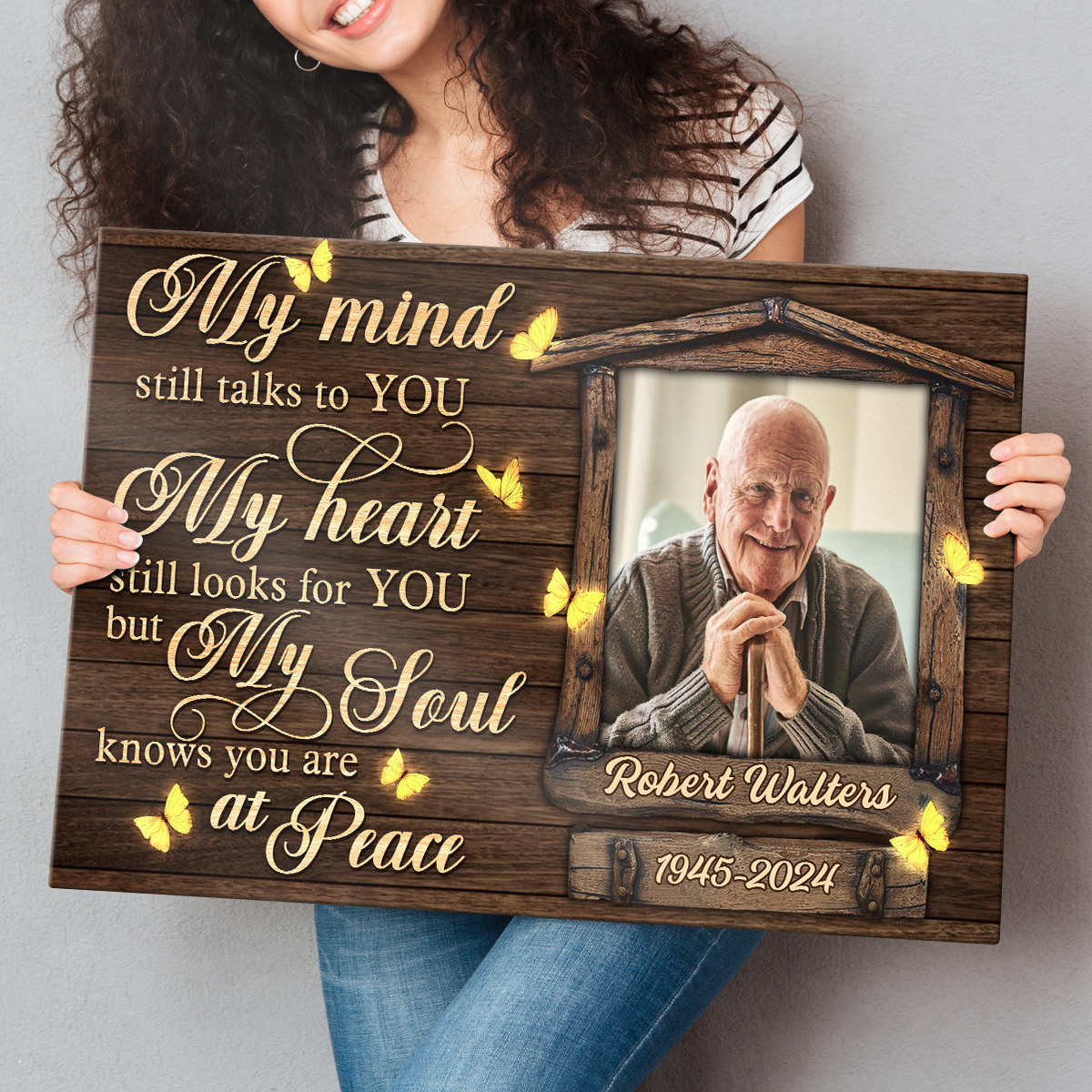 My Mind Still Talks To You - Personalized Customized Photo Memorial Canvas / Poster