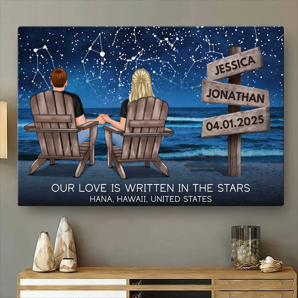 Personalized Customized Our Love Is Written In The Stars Canvas / Poster - Custom Gifts For Couple Anniversary