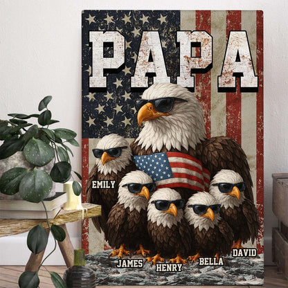 “The Eagle Gang” American Patriotic Canvas / Poster - Personalized Gift for Dad