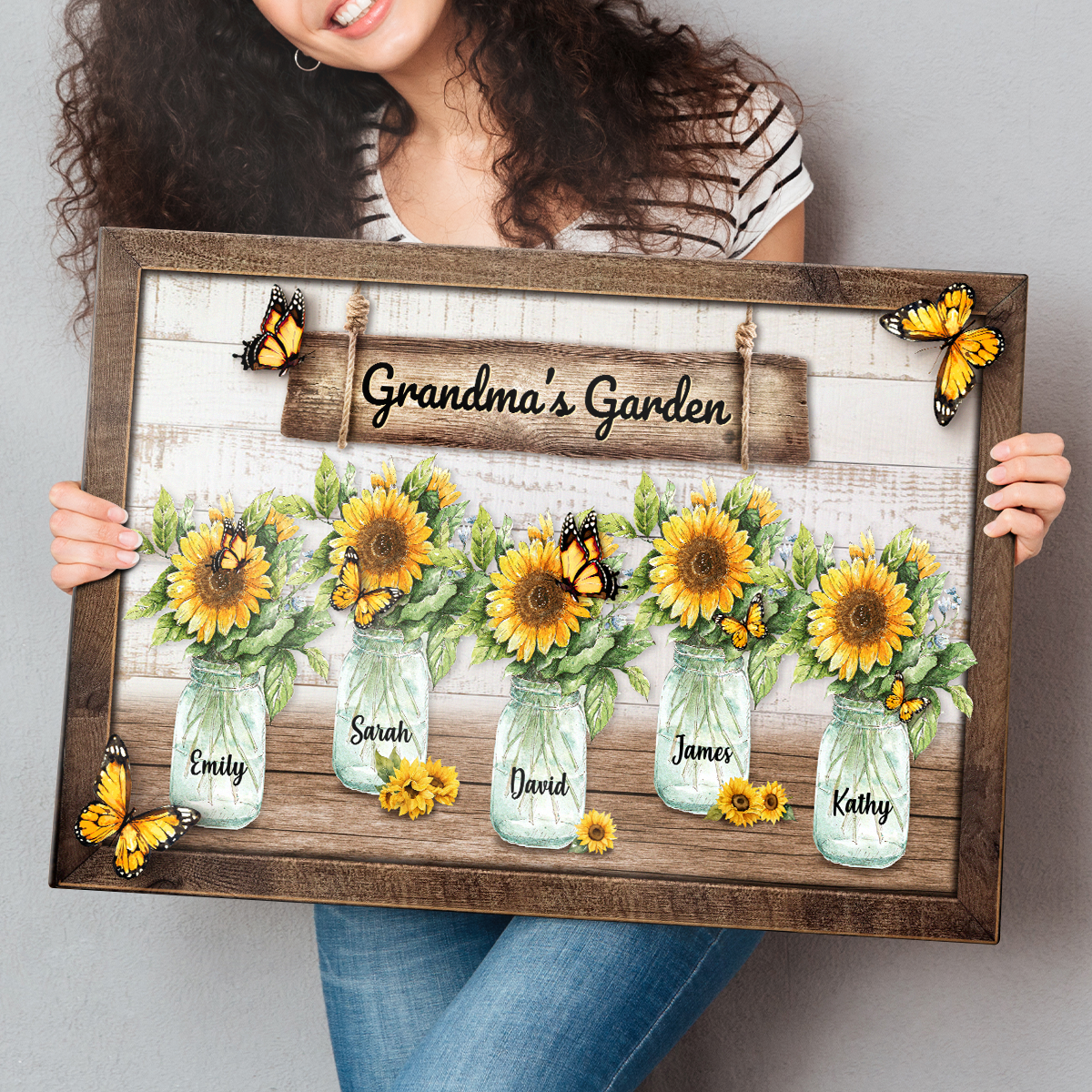 Personalized Customized Grandma's Sunflowers Garden Canvas / Poster - Custom Gift For Family Members