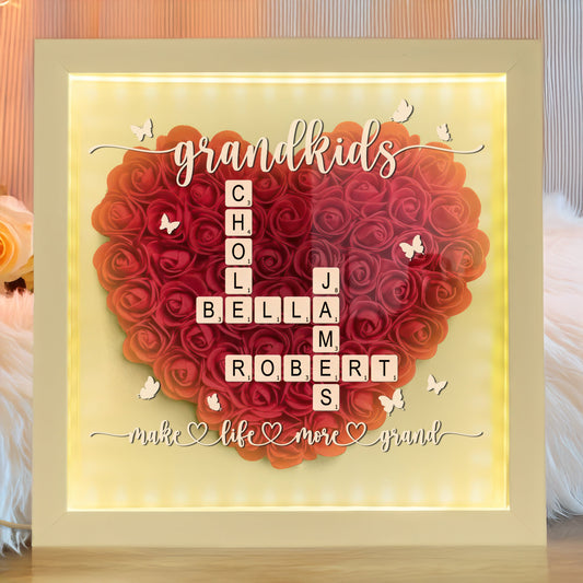Grandkids Make Life More Grand - Personalized Flower Shadow Box