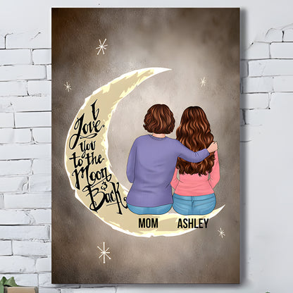 Personalized Mom & Daughter "Moon & Back" Canvas Wall Art Gift
