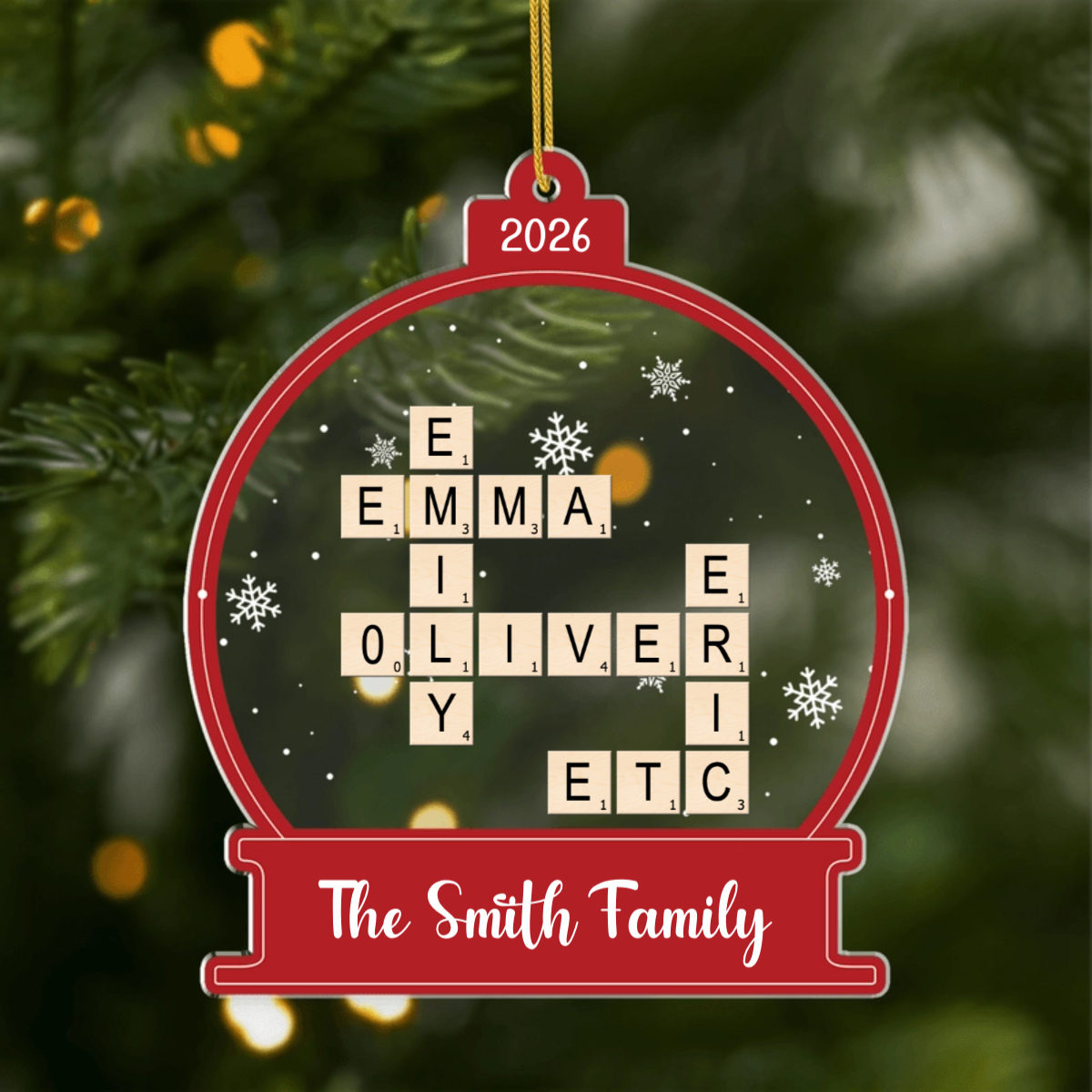 Custom Family Crossword Ornament - Personalized Acrylic Holiday Keepsake for Family