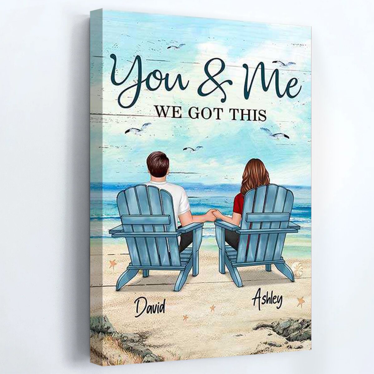Heartfelt Personalized 'You & Me We Got This' Couple Beach Canvas