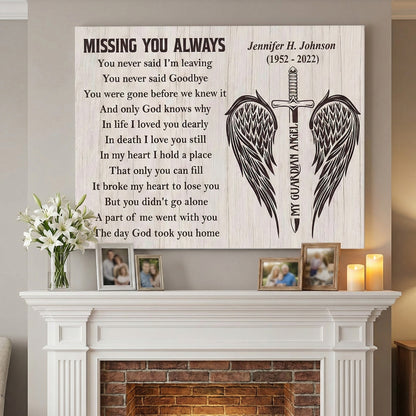 Custom Memorial For Loved One Canvas / Poster : "Missing You Always" Wall Art for Grieving Hearts