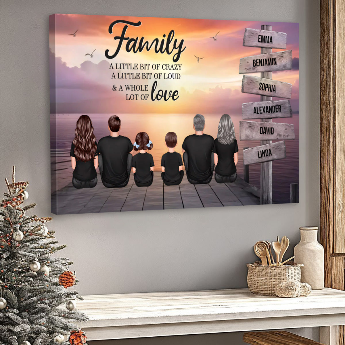 Personalized Family Canvas / Poster: “A Whole Lot of Love” Beach Wall Art Gift