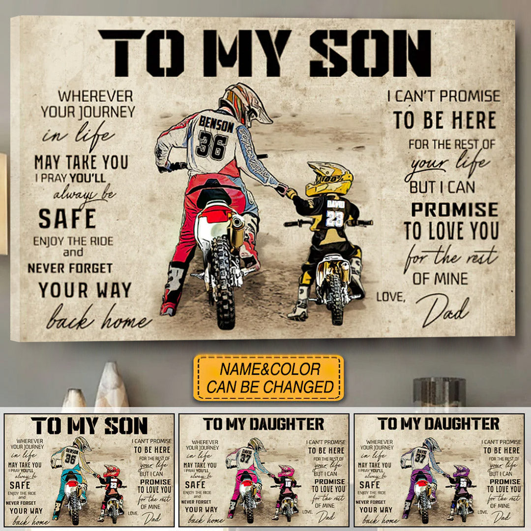 Heartfelt Personalized 'To My Son' Motocross Canvas from Dad