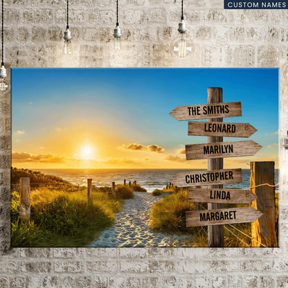 Personalized Family Names Lake Sunset Canvas / Poster- Unique Home Decor Gift