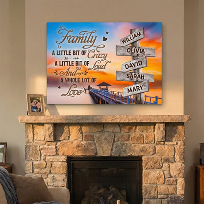 Personalized Family Wall Art: 'Crazy, Loud, Love' Custom Name Canvas / Poster