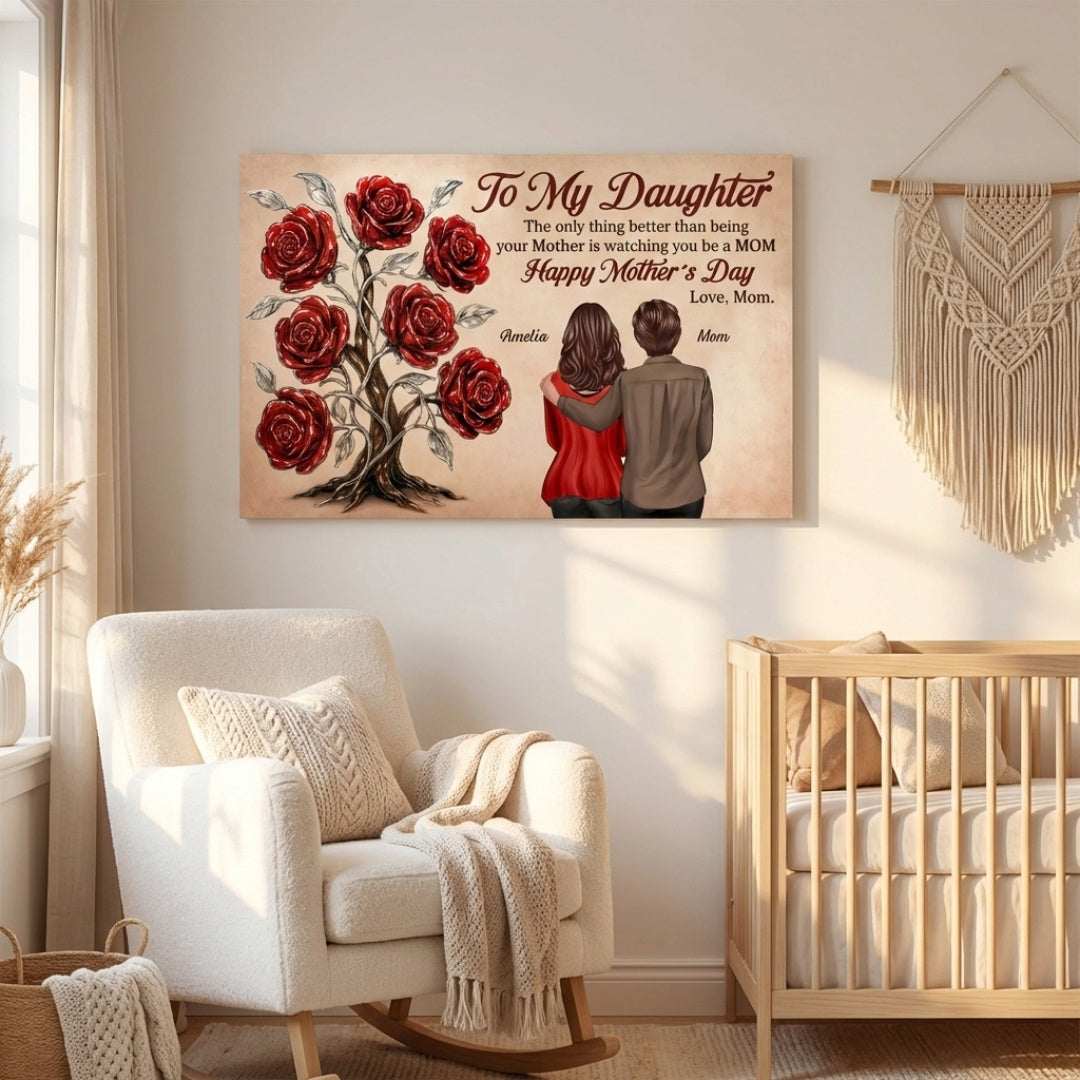 Personalized "Watching You Be a MOM" Mother's Day Canvas for Daughter