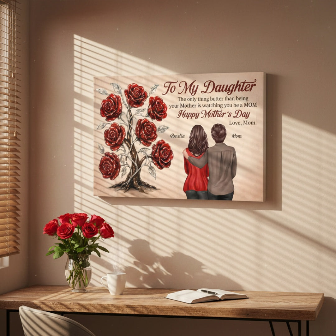 Personalized "Watching You Be a MOM" Mother's Day Canvas for Daughter