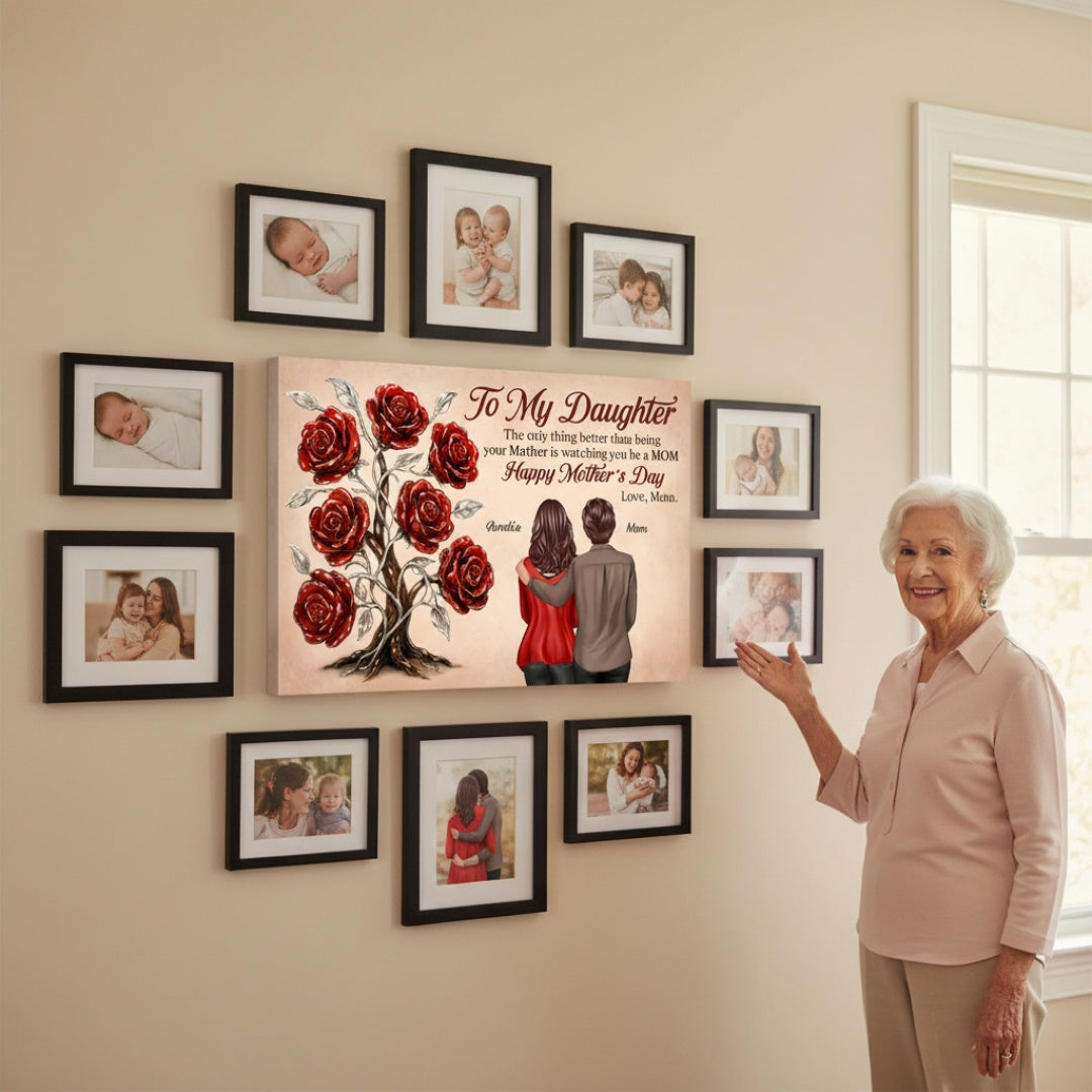 Personalized "Watching You Be a MOM" Mother's Day Canvas for Daughter