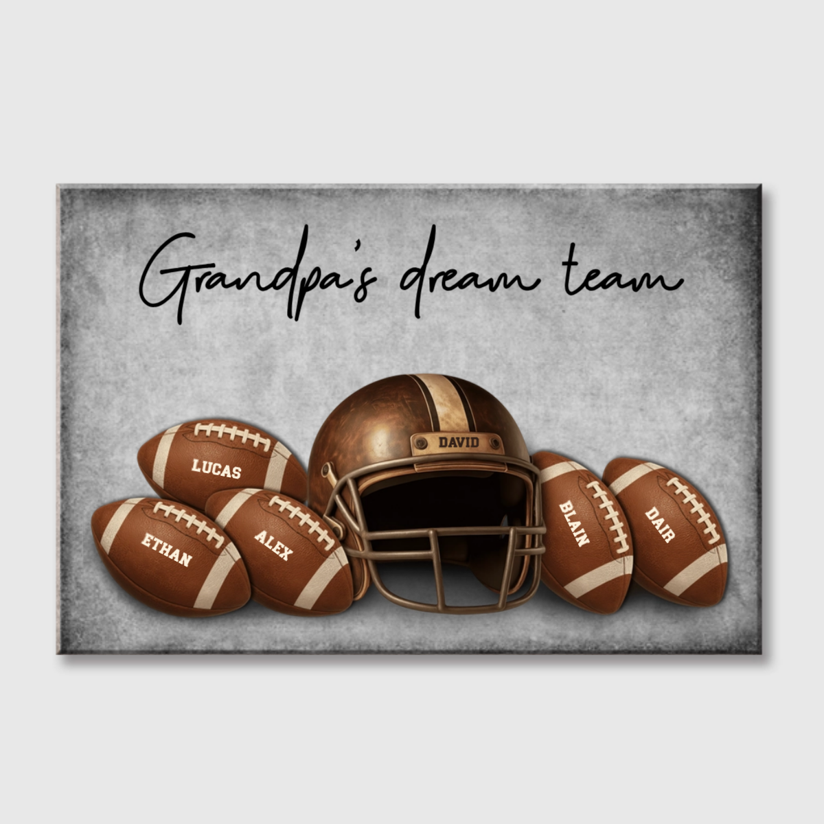 Personalized Football Canvas for Dad: 'Daddy's Dream Team' with Names