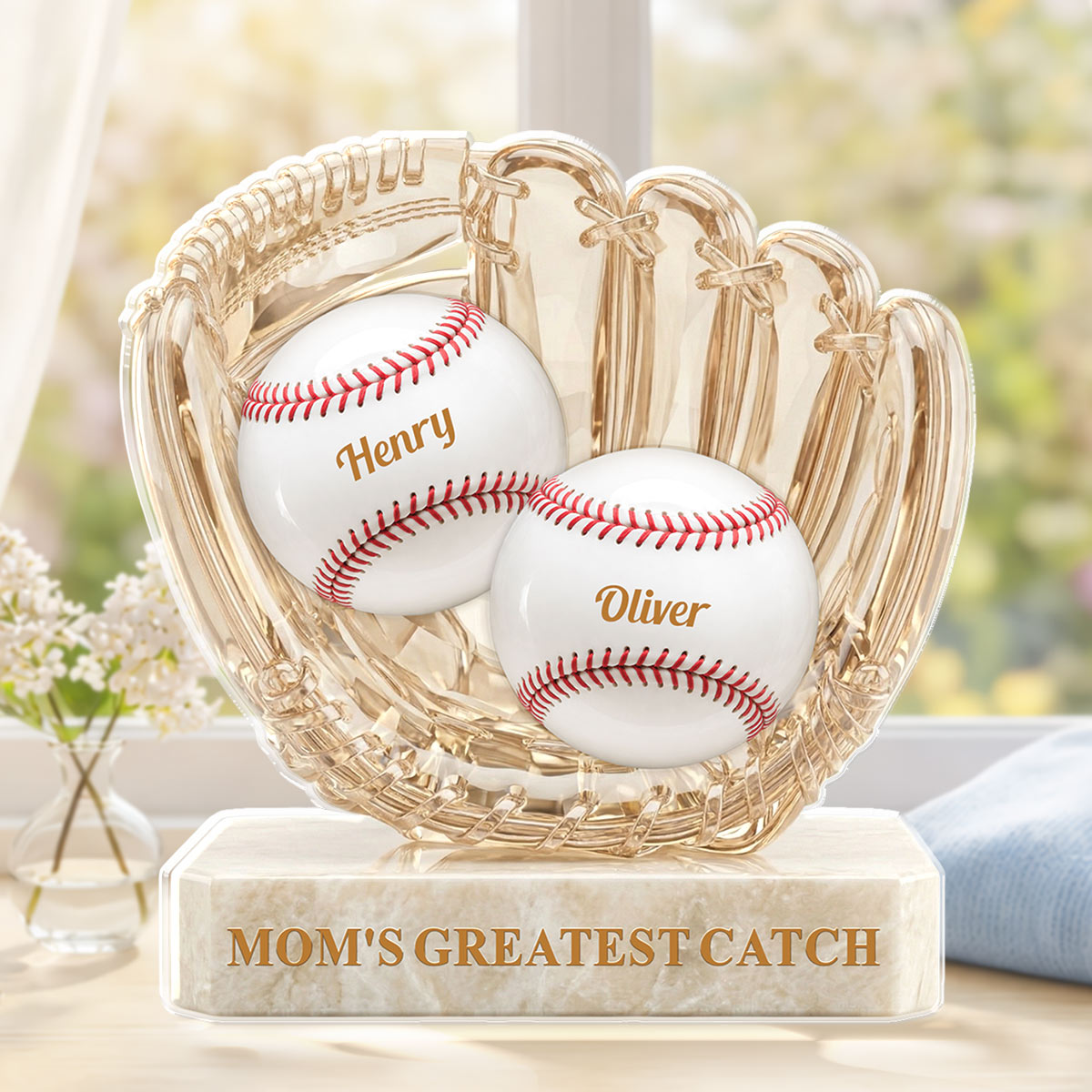 Personalized Baseball Family Acrylic Plaque - Custom Gift for Baseball Mom and Dad