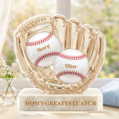 Personalized Baseball Family Acrylic Plaque - Custom Gift for Baseball Mom and Dad