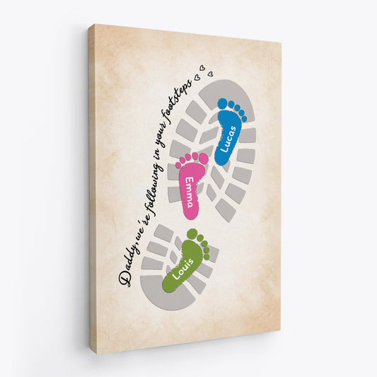 Personalized “Following In Your Footsteps” Canvas / Poster - Gift for Dad & Grandpa