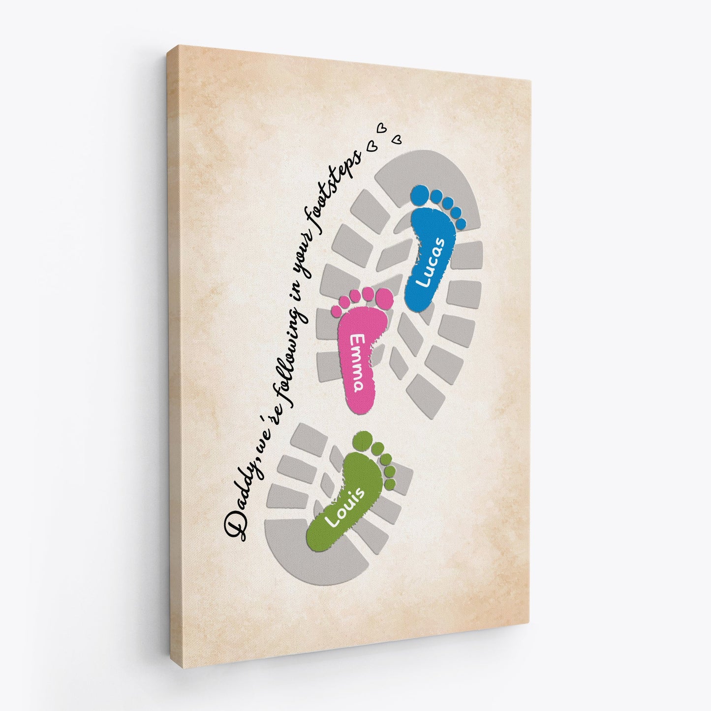 Personalized “Following In Your Footsteps” Canvas / Poster - Gift for Dad & Grandpa