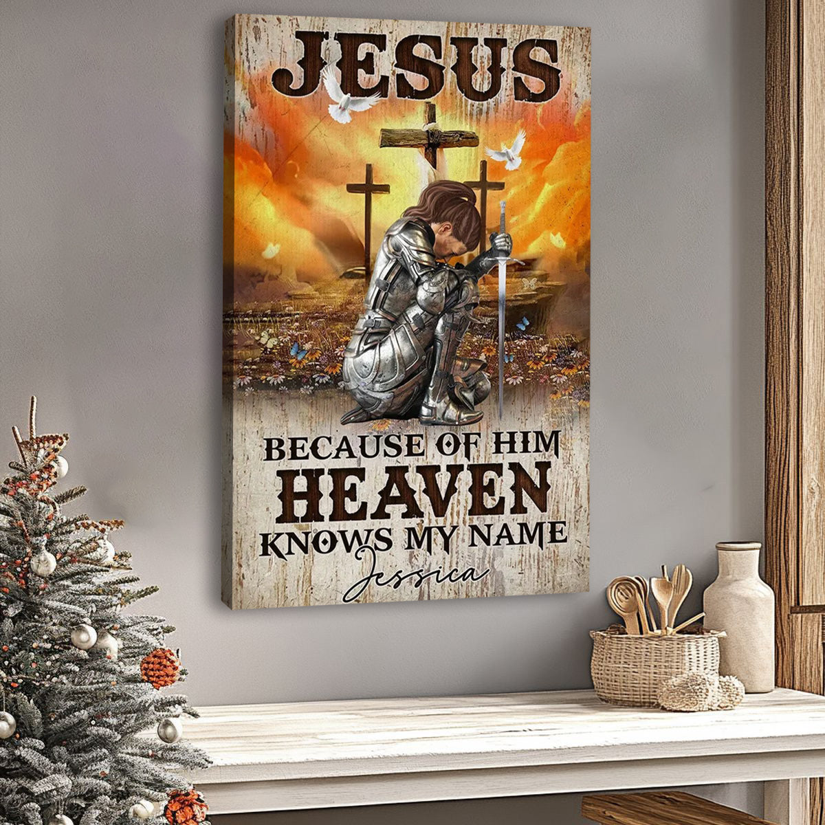 Customizable Christian Canvas / Poster: 'Heaven Knows My Name' Warrior Print
