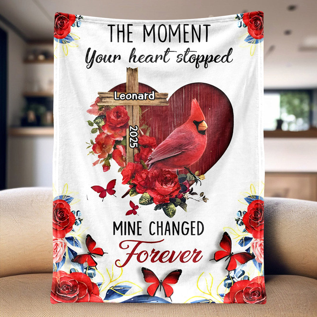 “The Moment Your Heart Stopped, Mine Changed Forever” Customizable Memorial Blanket