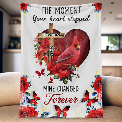 “The Moment Your Heart Stopped, Mine Changed Forever” Customizable Memorial Blanket
