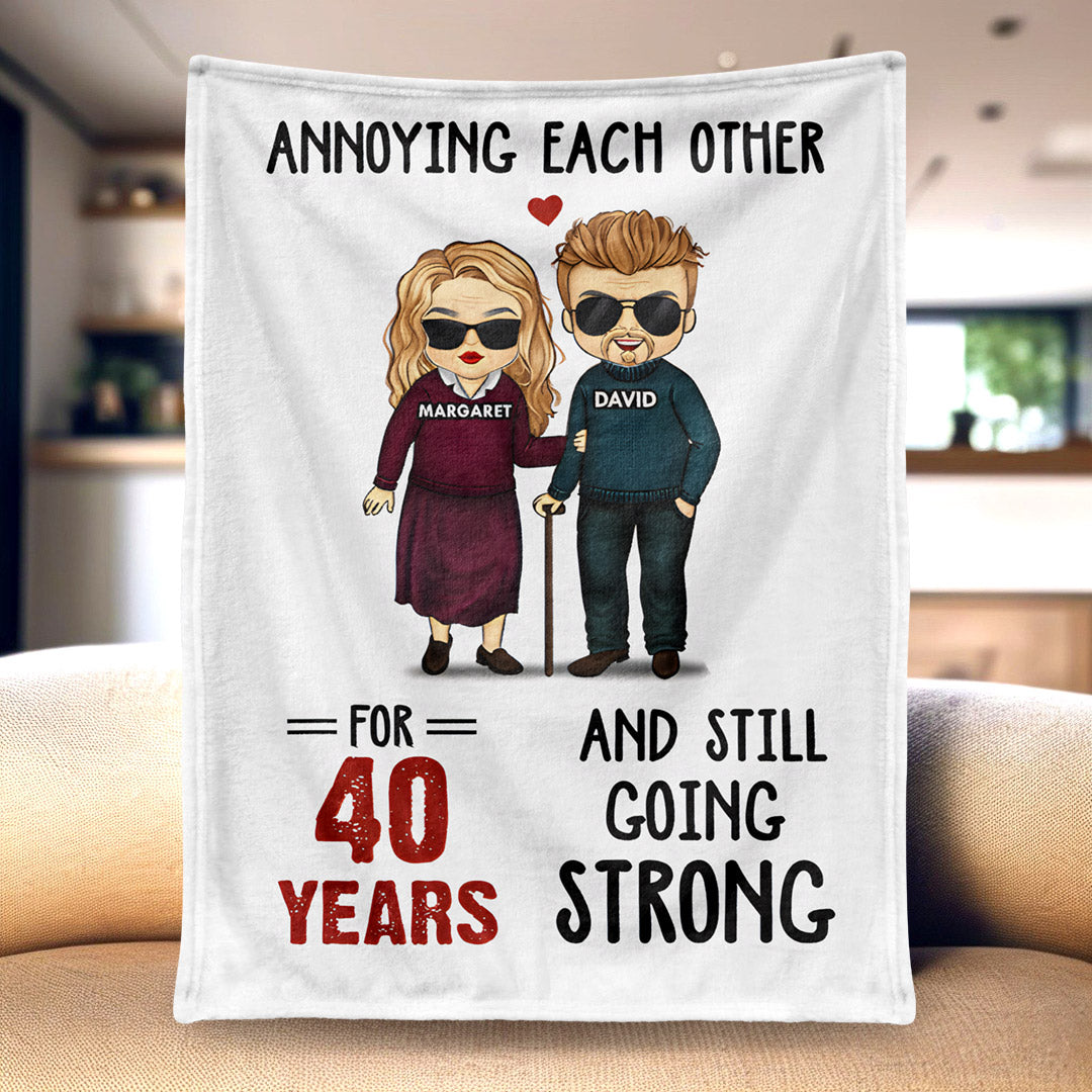 Annoying Each Other for Years & Still Going Strong - Funny Personalized Blanket, Anniversary Gift for Him/Her, Couples Gift