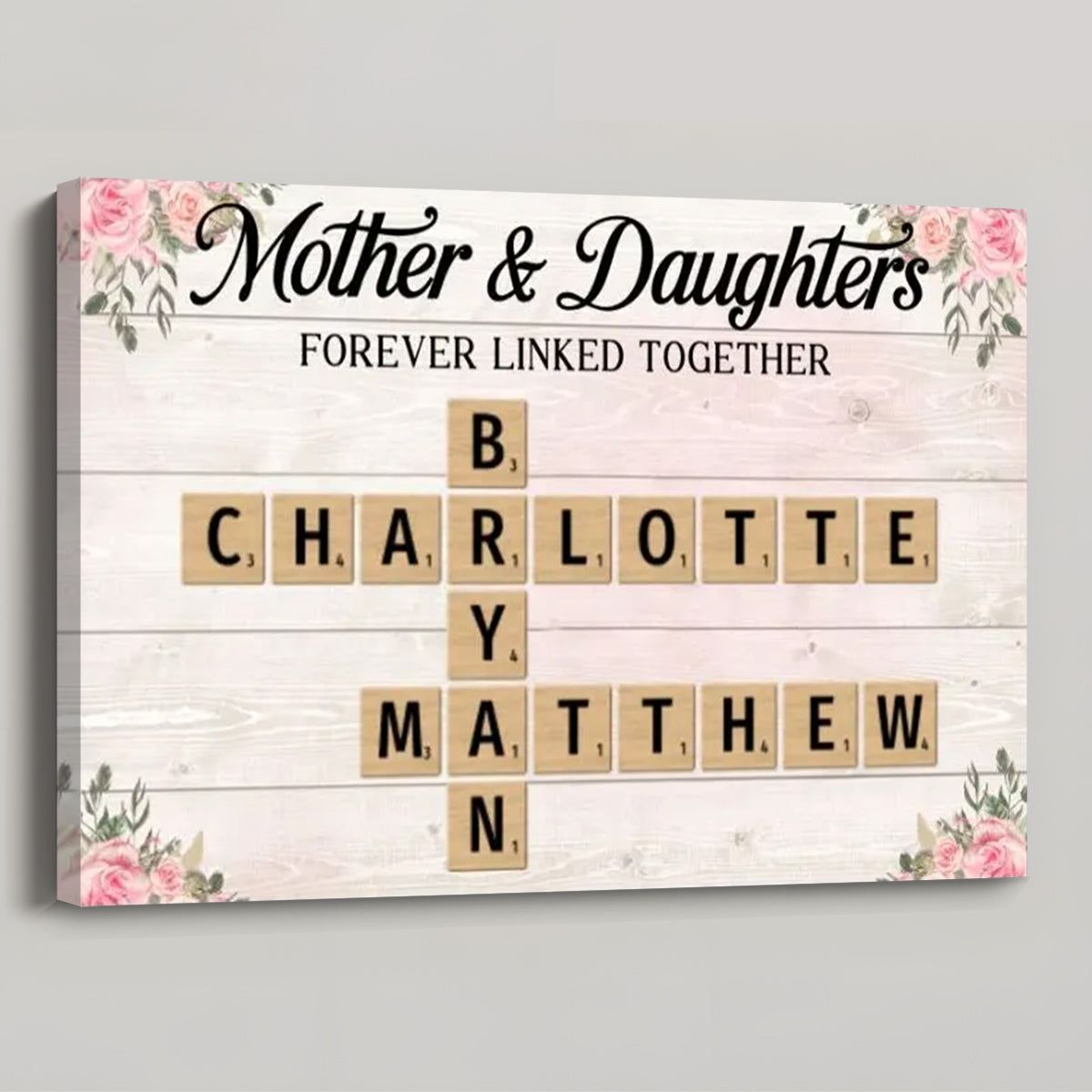 Mother & Daughters Forever Linked Together - Personalized Canvas / Poster