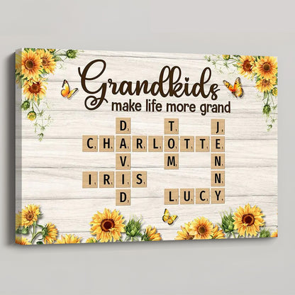 Grandkids Make Life More Grand - Personalized Canvas / Poster, Gift For Grandma Grandpa