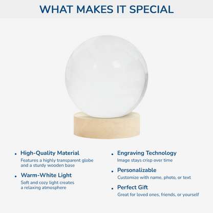 Angels With Paws - Personalized Memorial Photo Crystal Ball Lamp