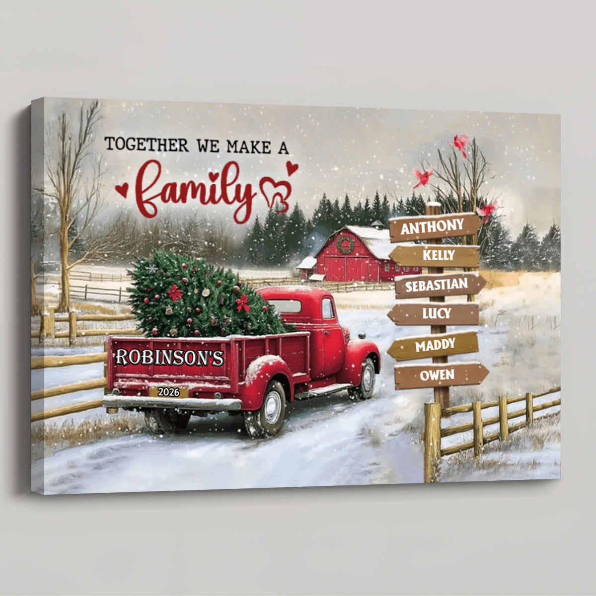 Customizable "Together We Make a Family" Canvas / Poster - Personalize Names & Year