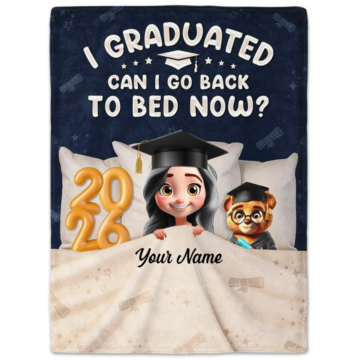 Graduated Can I Go Back To Bed Now - Personalized Blanket